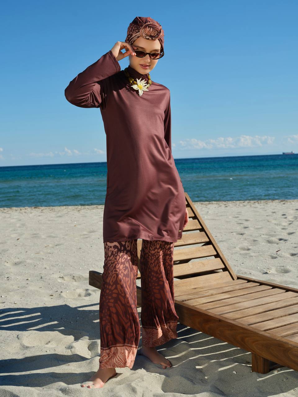 Burkini Tesse Estampado Animal Marrón