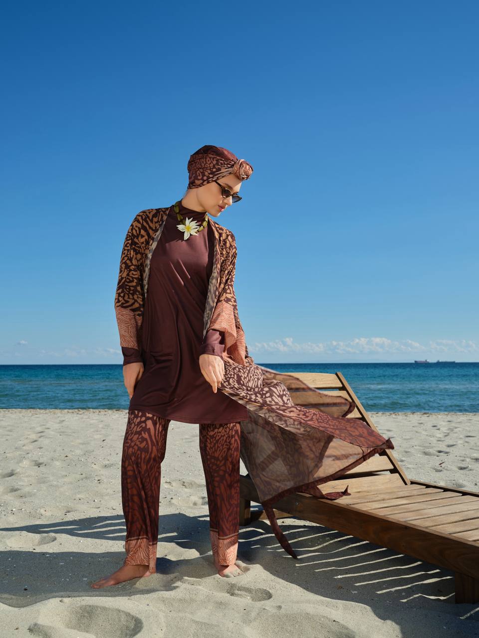 Burkini Tesse Estampado Animal Marrón