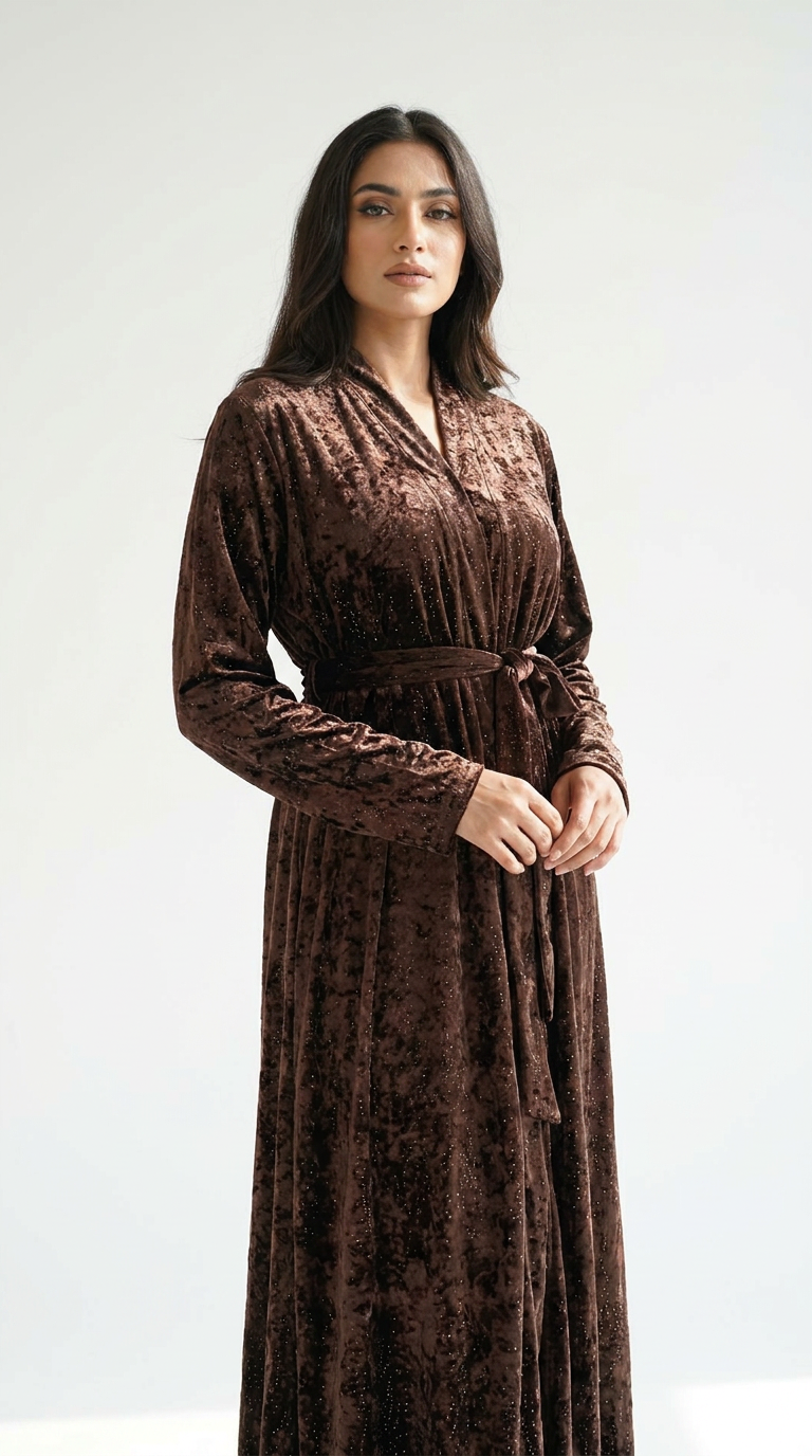 Abaya Tlija marrón chocolate