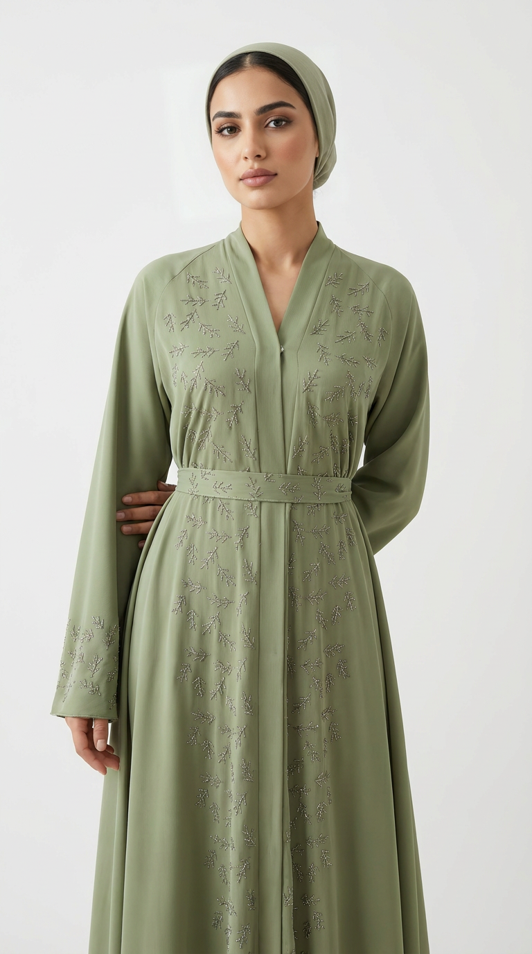 Abaya Dikra verde menta