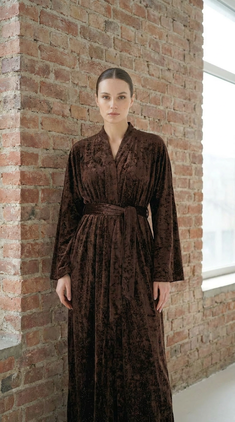 Abaya Tlija marrón chocolate