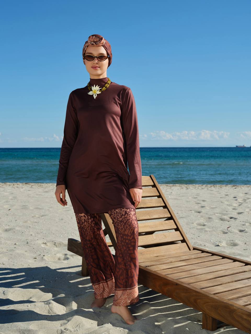 Burkini Tesse Estampado Animal Marrón