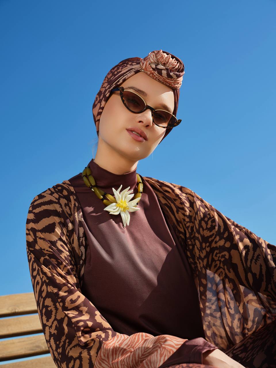 Burkini Tesse Estampado Animal Marrón