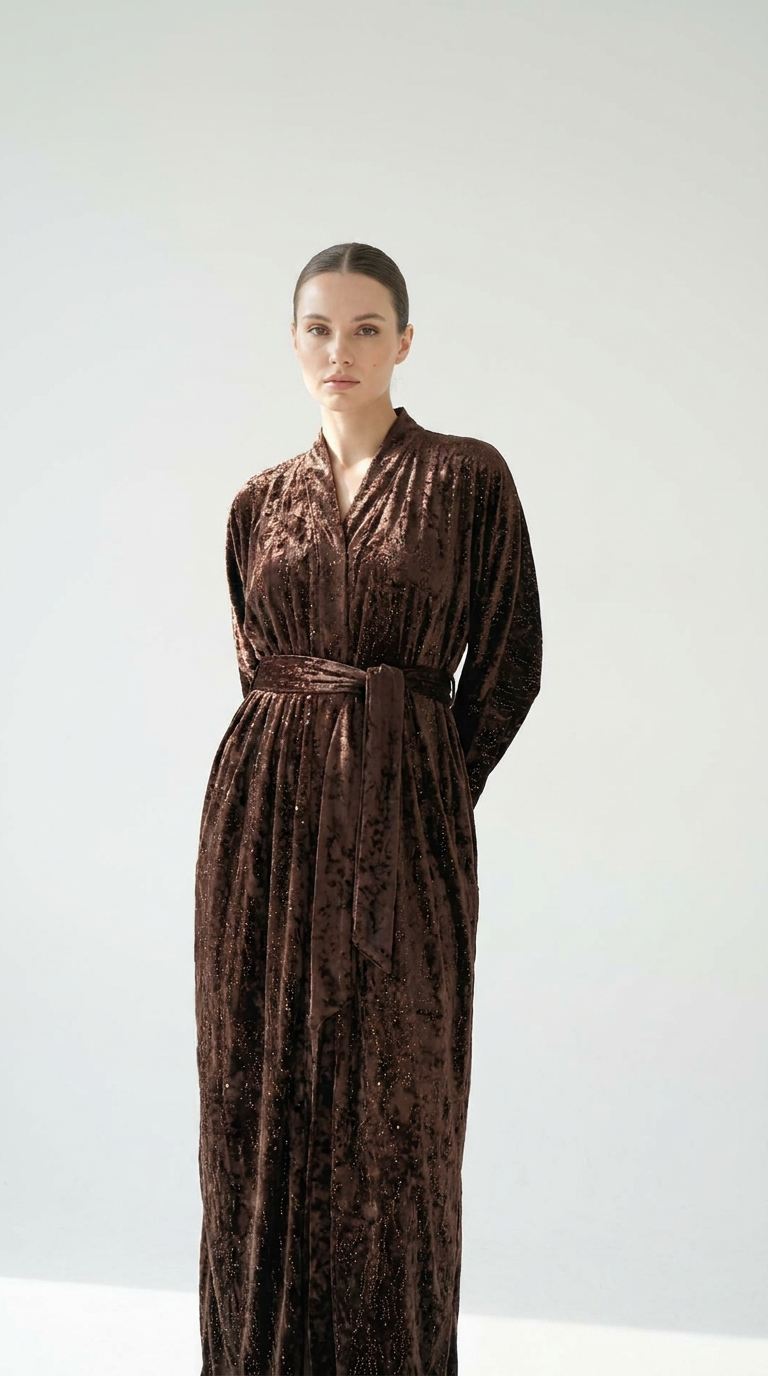 Abaya Tlija marrón chocolate