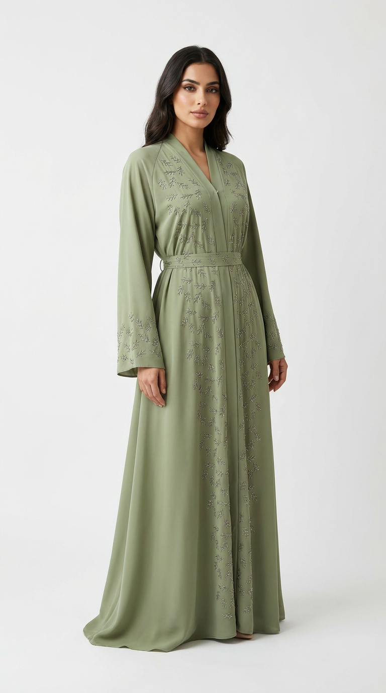 Abaya Dikra verde menta